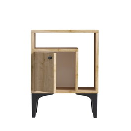 Hanah Home Mesilla de Noche Nogal y Negro 40x55x35cm Tablero Partículas Melamina 18mm